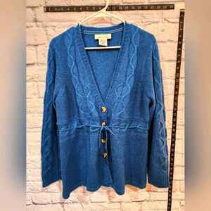 twotwenty Blue Cardigan with Buttons and Tie Front Closure - Super Soft - Size M